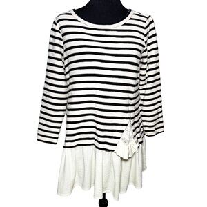 Maeve Anthropologie Yilessa Striped Tunic Top Ruffle Hem Long Sleeve Medium Boho